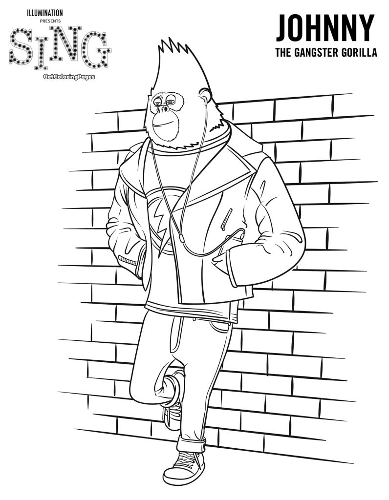 Johnny from Sing Coloring Page