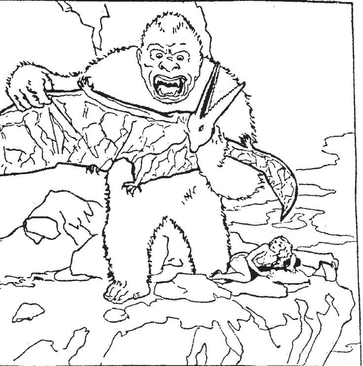 King Kong And Pterradctyl Coloring Page