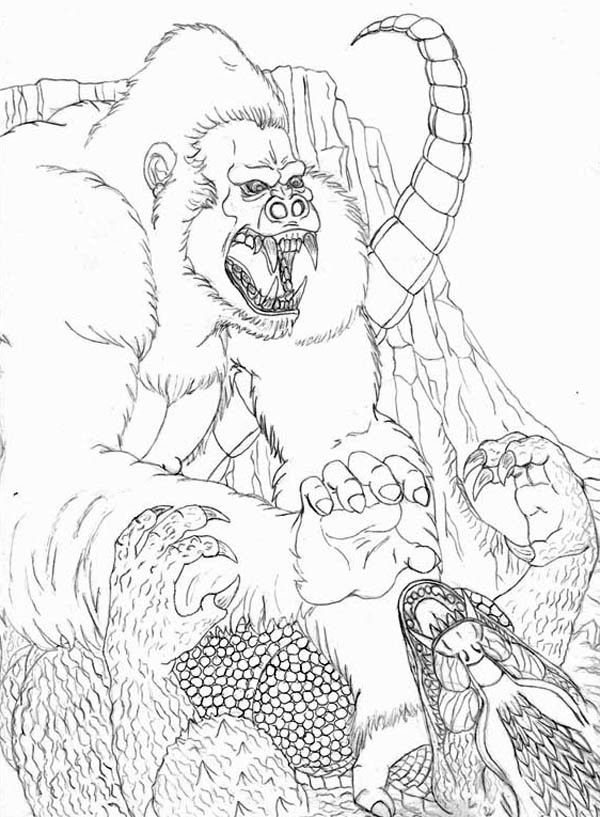 King Kong Fighting Coloring Page