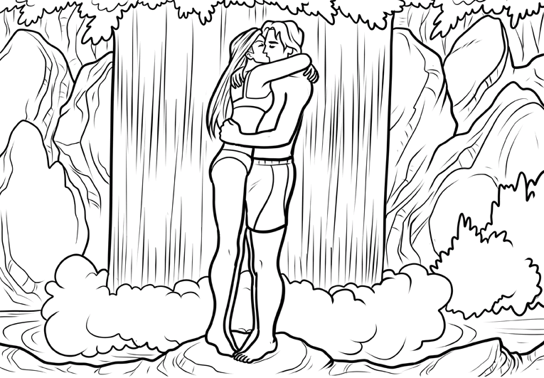 Kiss Waterfall Coloring Pages