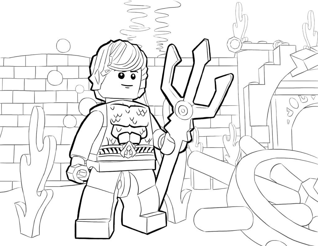 Lego Aquaman Superhero Coloring Page