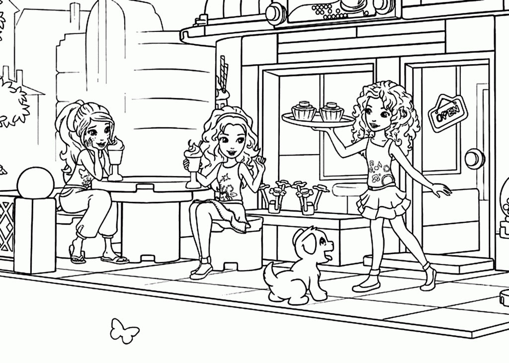 Lego Friends Eating Coloring Page