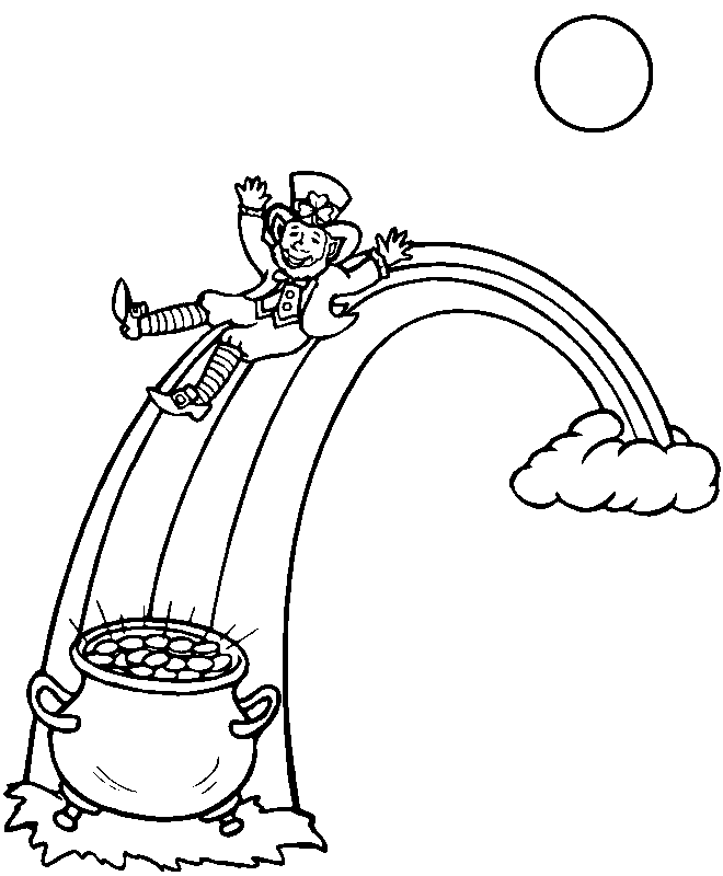 Leprechaun Rainbow Coloring Page