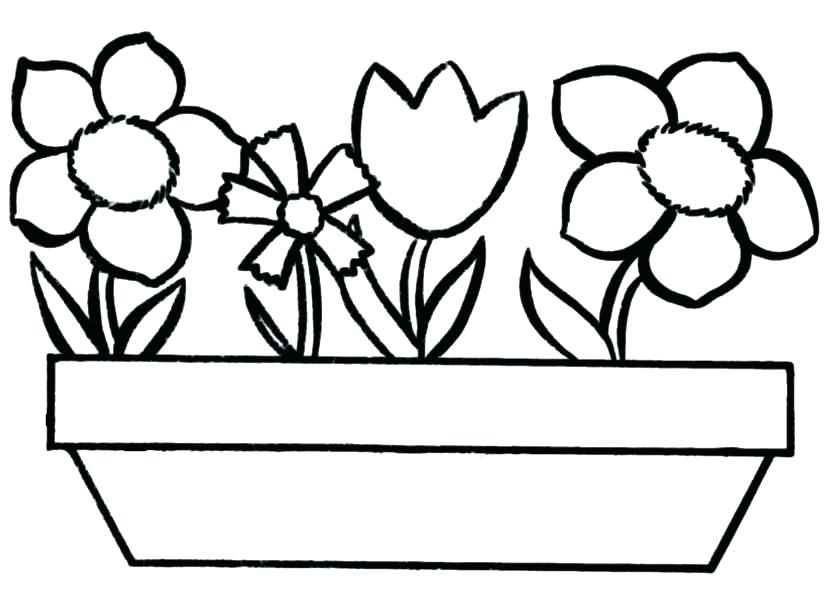 Long Flower Pot Coloring Pages