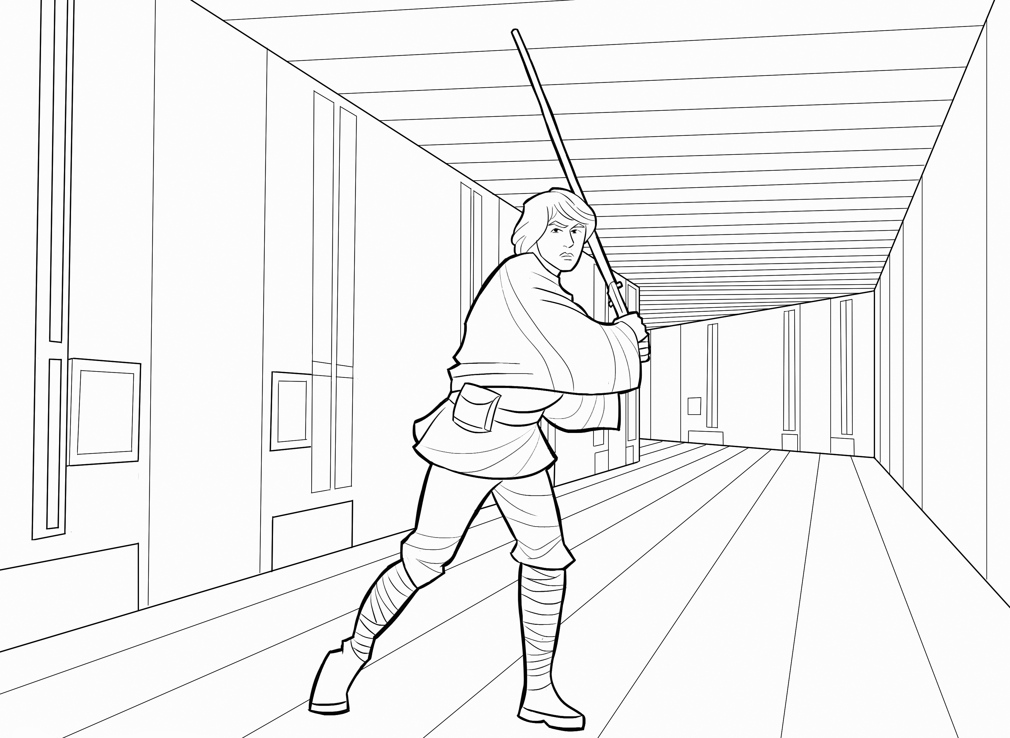 Luke And His Lightsaber Coloring Pages
