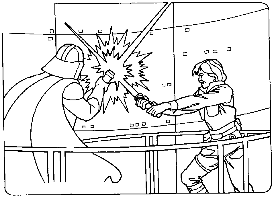 Luke And Vader Lightsaber Coloring Pages
