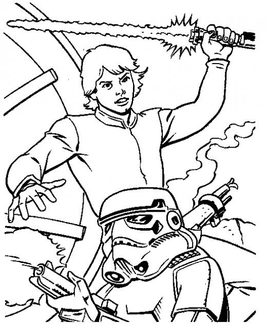 Luke Skywalker And Storm Trooper Coloring Pages