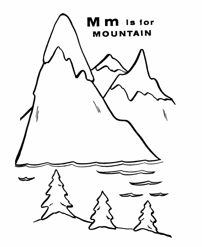 M is For Mountain Coloring Worksheet