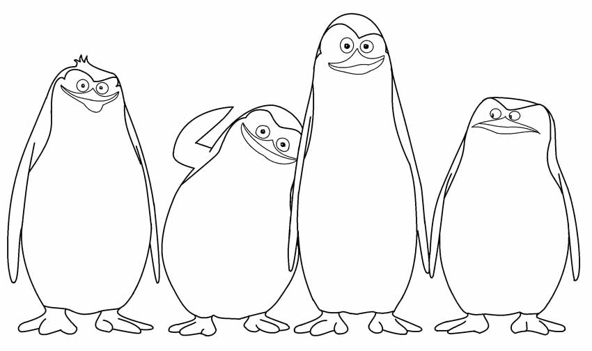 Madagascar Penguins Coloring Page