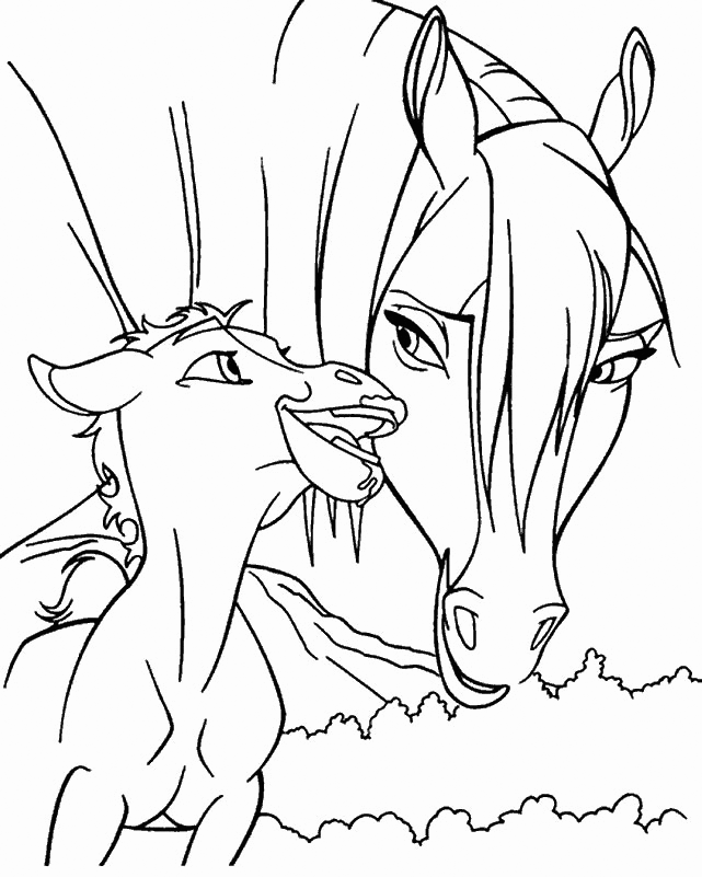 Mare And Foal Spirit Riding Free Coloring Page