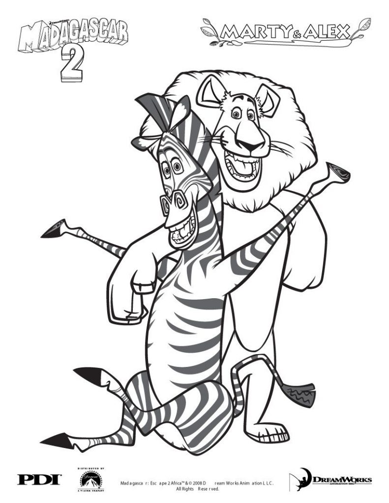 Marty and Alex - Madagascar Coloring Pages