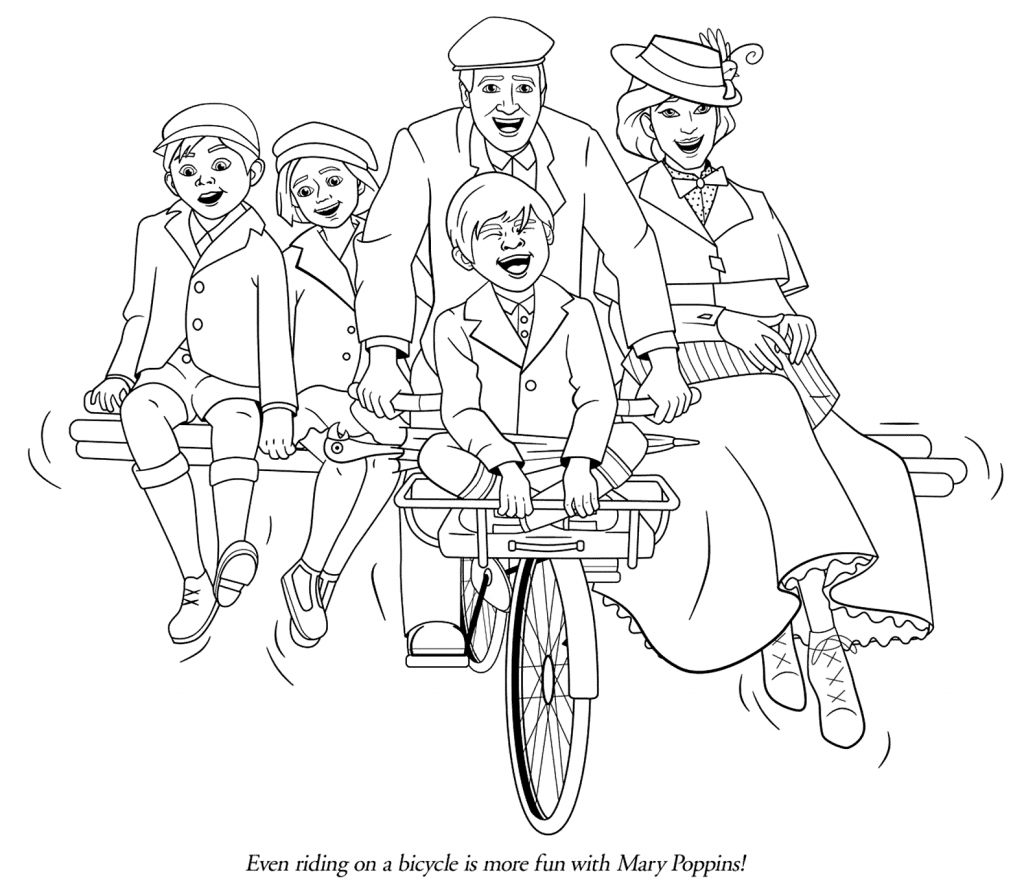 Mary Poppins Bicycle Coloring Page