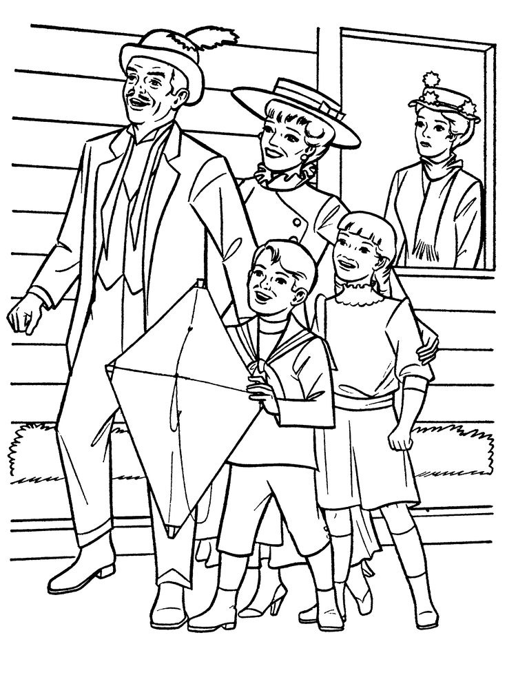 Mary Poppins Characters Coloring Pages