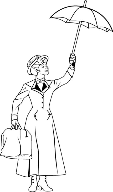 Mary Poppins Umbrella Coloring Page