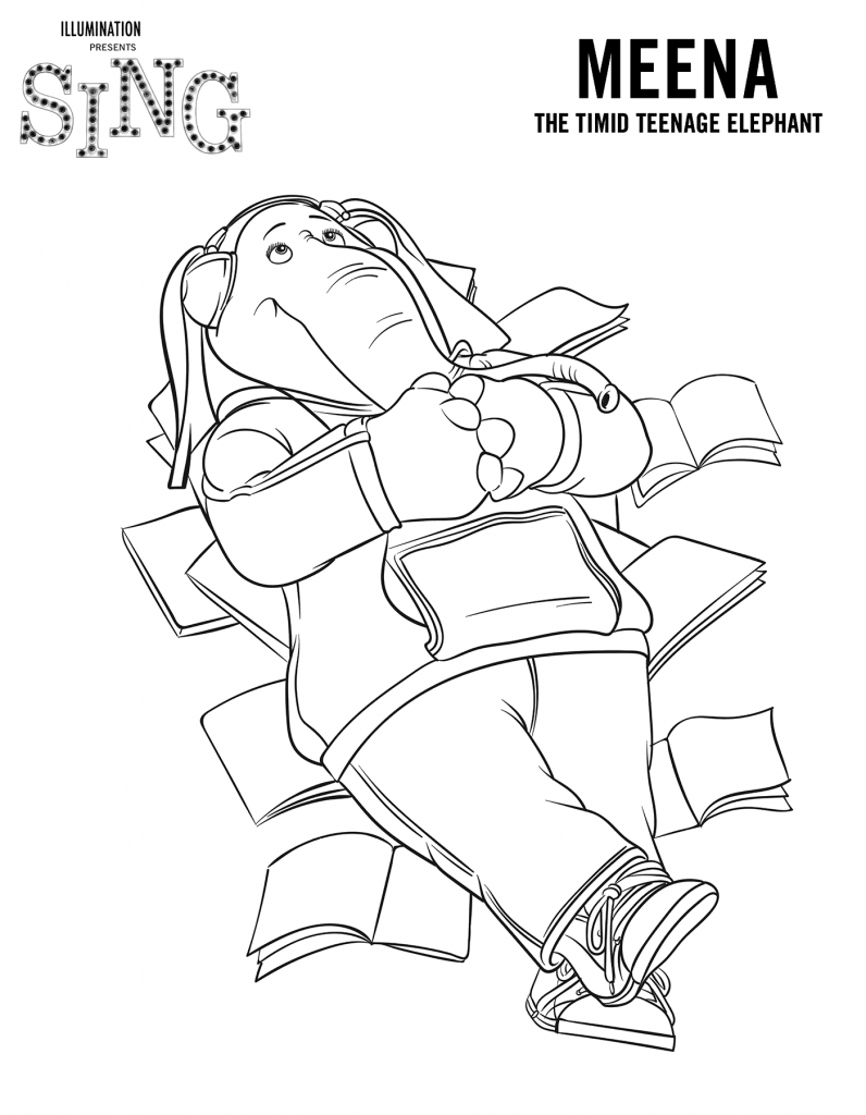 Meena from Sing Coloring Page