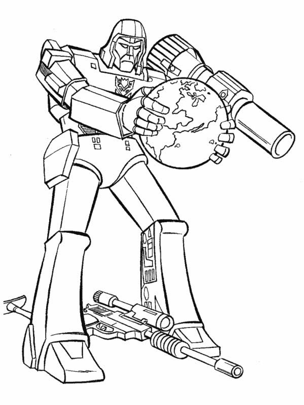 Megatron Holds The World Coloring Pages