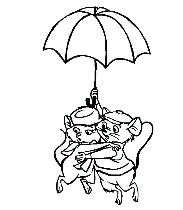 Mice Under Umbrella Coloring Pages