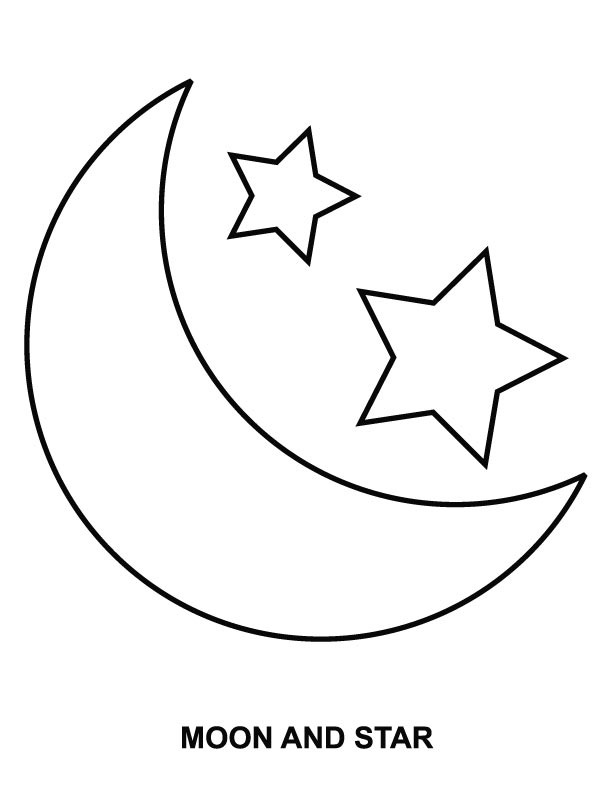 Moon and Stars Coloring Page