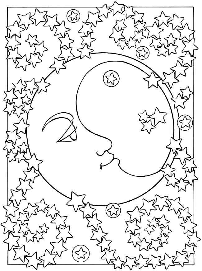 Moon and Stars Coloring Pages