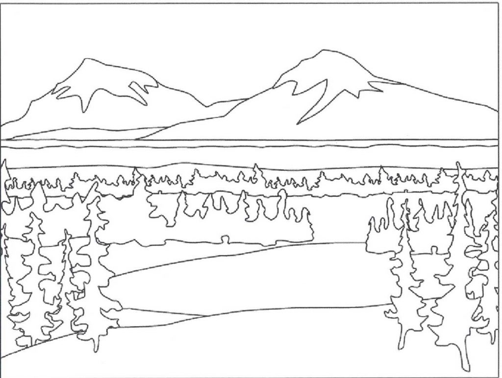 Mountain Landscape Coloring Page