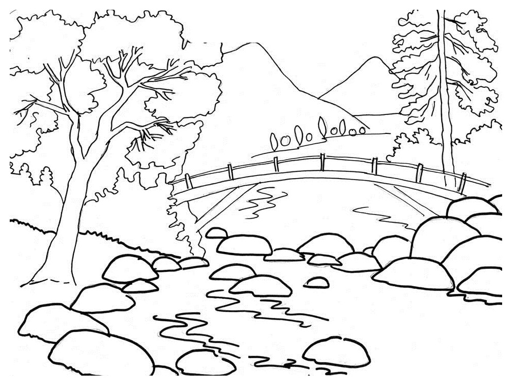 Nature Mountains Coloring Page