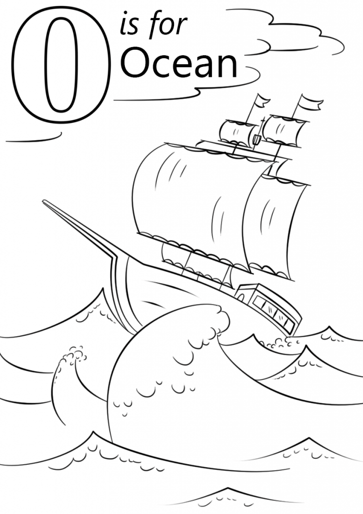 O is for Ocean Coloring Page