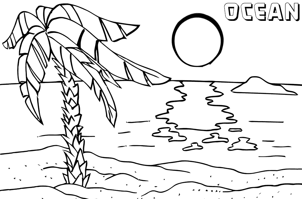 Ocean Beach Coloring Page