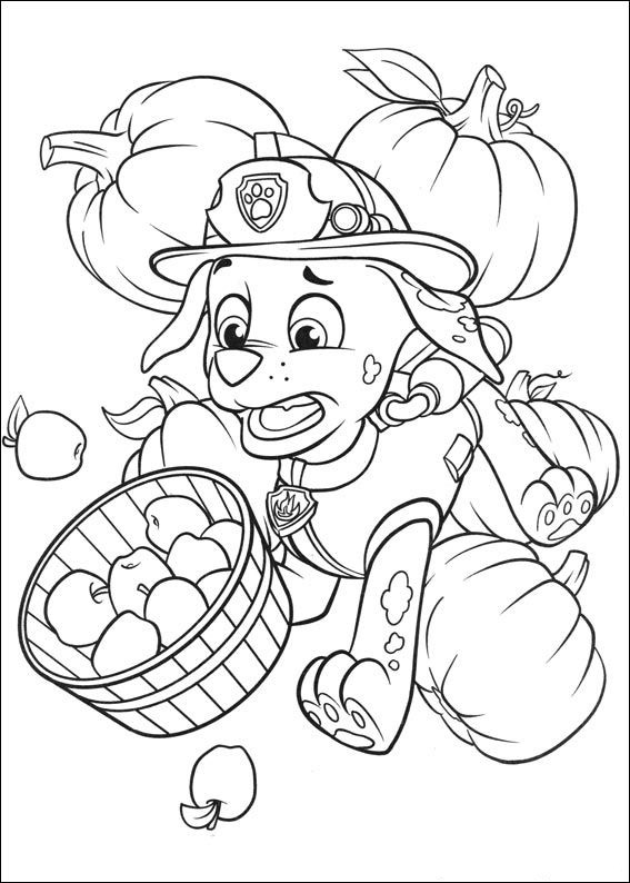 Paw Patrol Halloween Apples Coloring Page