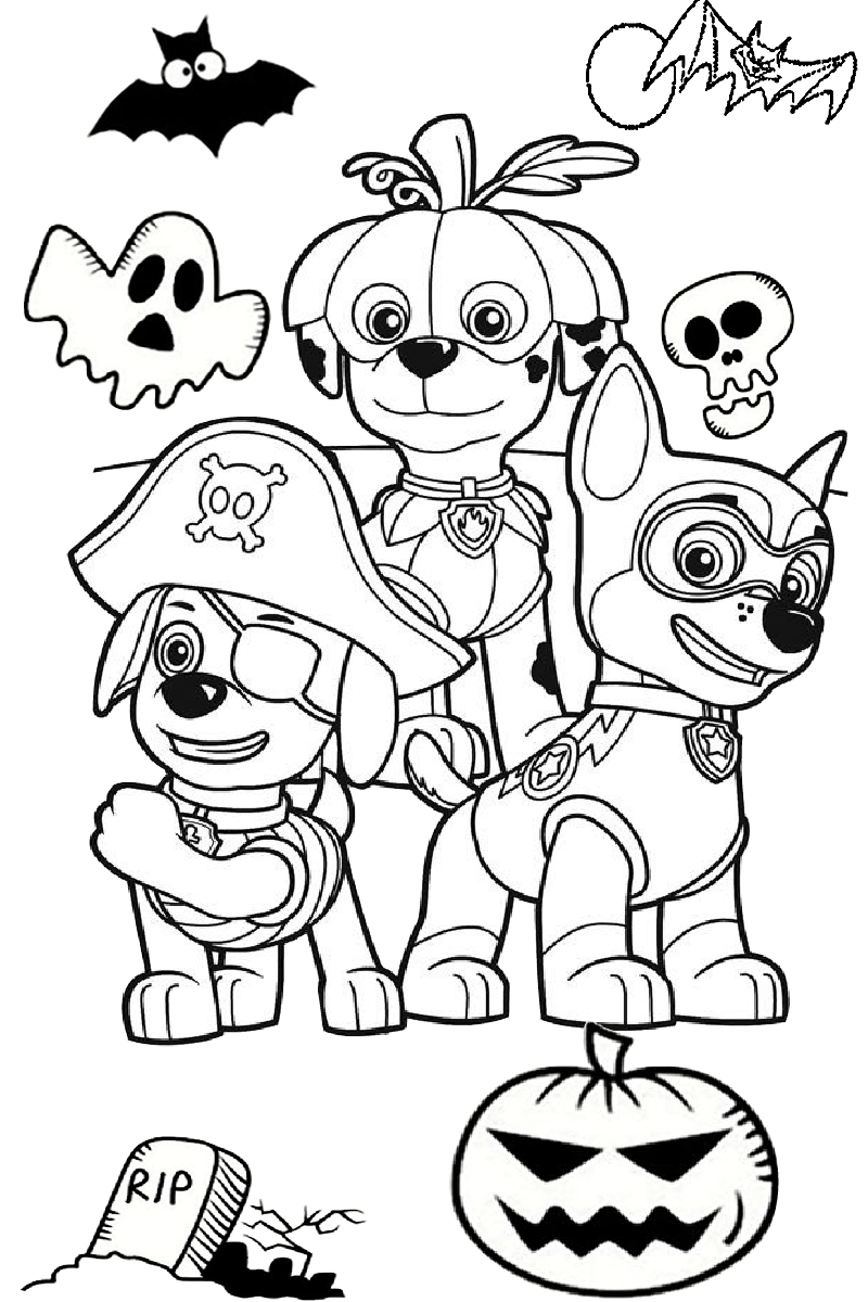 Paw Patrol Halloween Costume Coloring Page