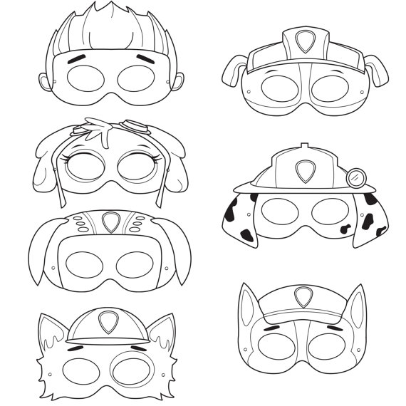 Paw Patrol Halloween Masks Coloring Page