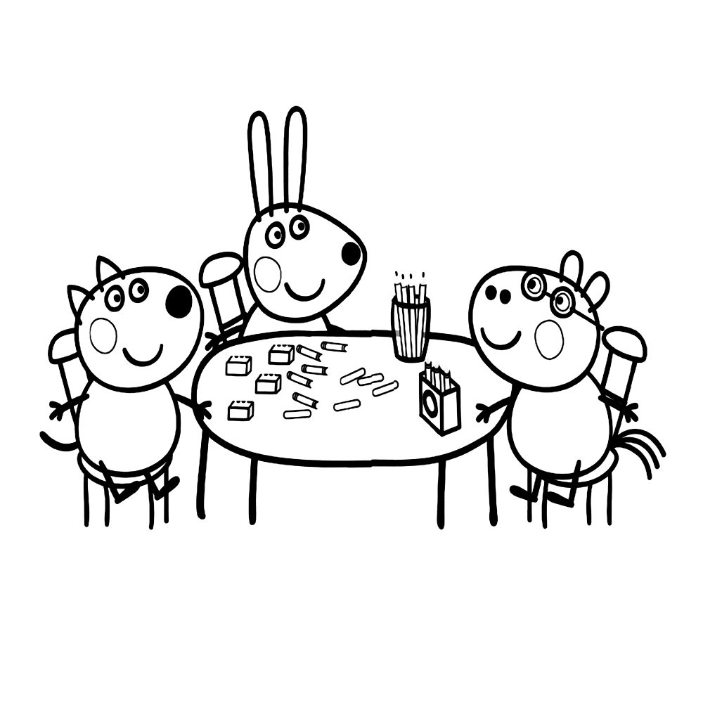 Peppa Pig At The Table Coloring Pages