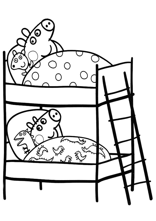 Peppa Pig Bunk Bed Coloring Pages