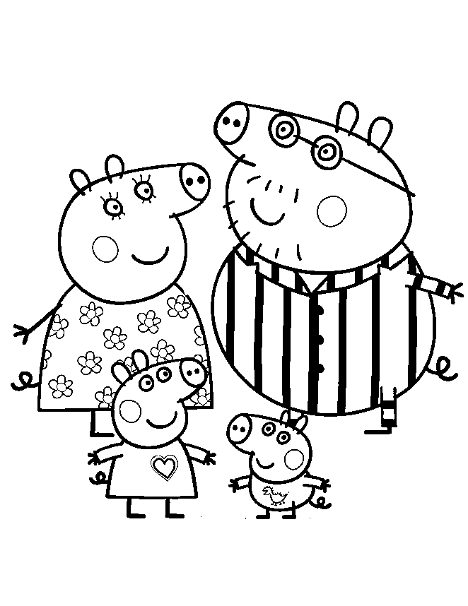 Peppa Pig Family Coloring Pages