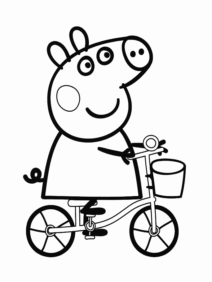 Peppa Pig Riding A Bike Coloring Pages