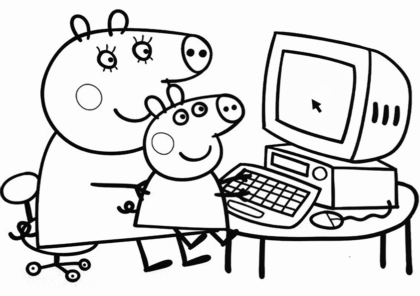 Peppa Pigat The Computer Coloring Pages