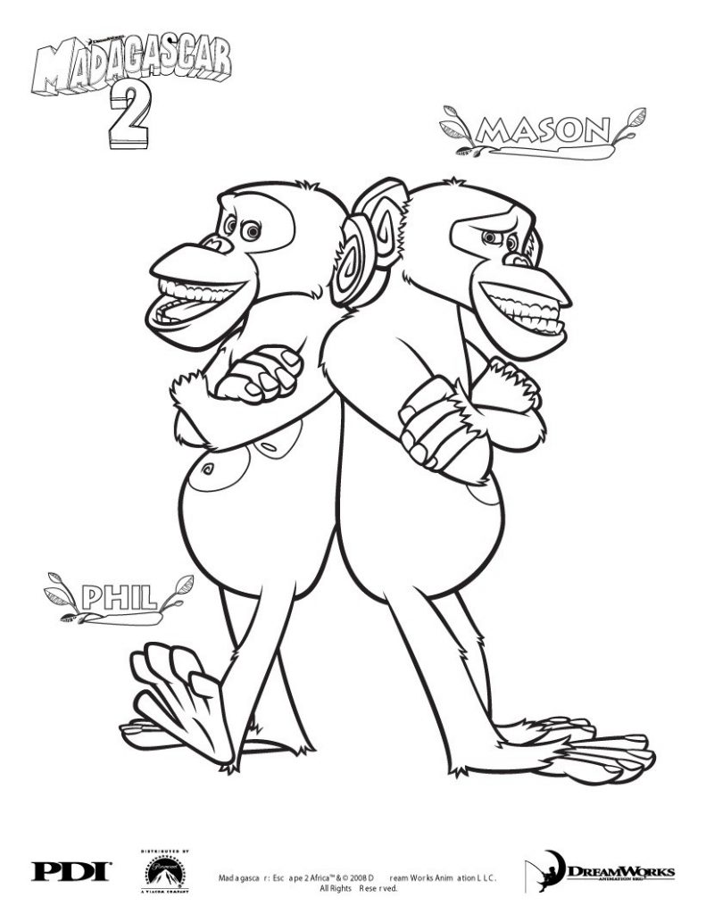 Phil and Mason - Madagascar Coloring Pages