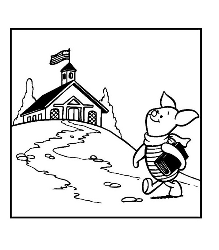 Piglet Going To School Coloring Page