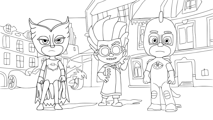 PJ Masks Black and White Coloring Pages