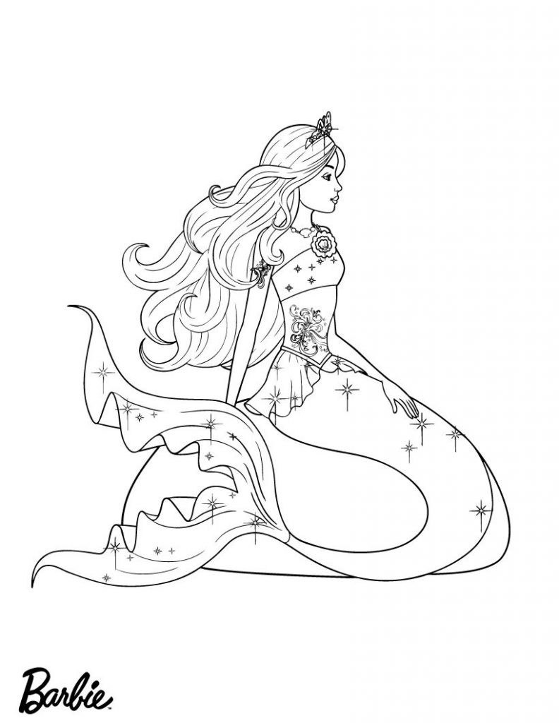 Print Barbie Mermaid Coloring Pages