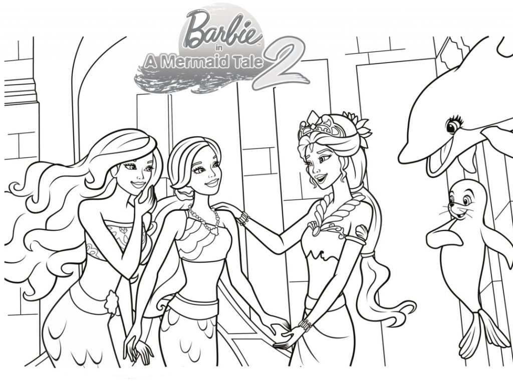 Print Barbie Mermaids Coloring Page