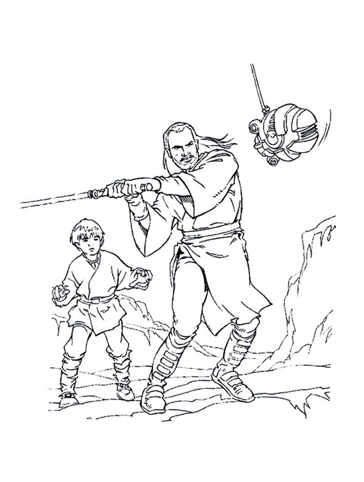 Qui Gon And Anakin Skywalker Coloring Page