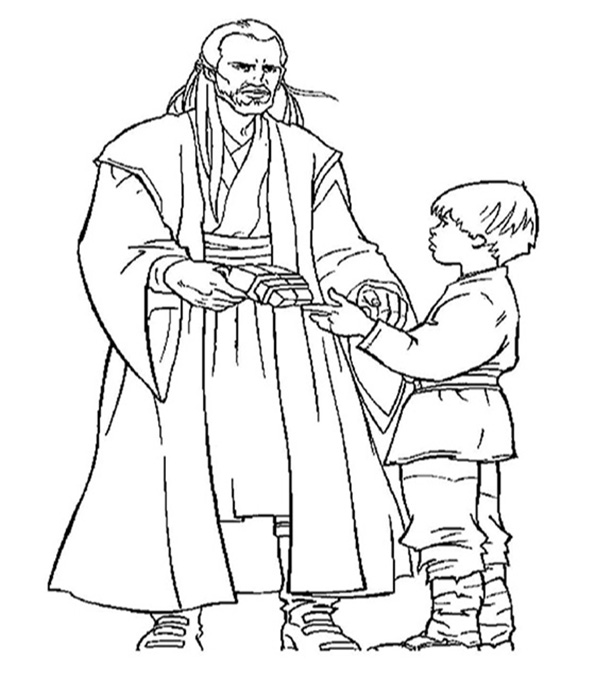 Qui Gon Jinn And Anakin Coloring Page