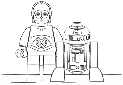 R2 and C3PO Lego Star Wars Coloring Pages