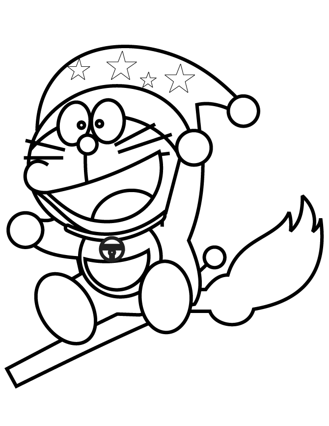 Riding Doraemon Coloring Page