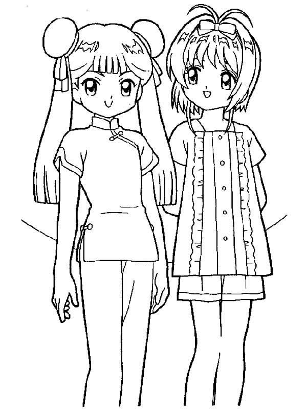 Sakura & Tomoyo Daidouji Coloring Page