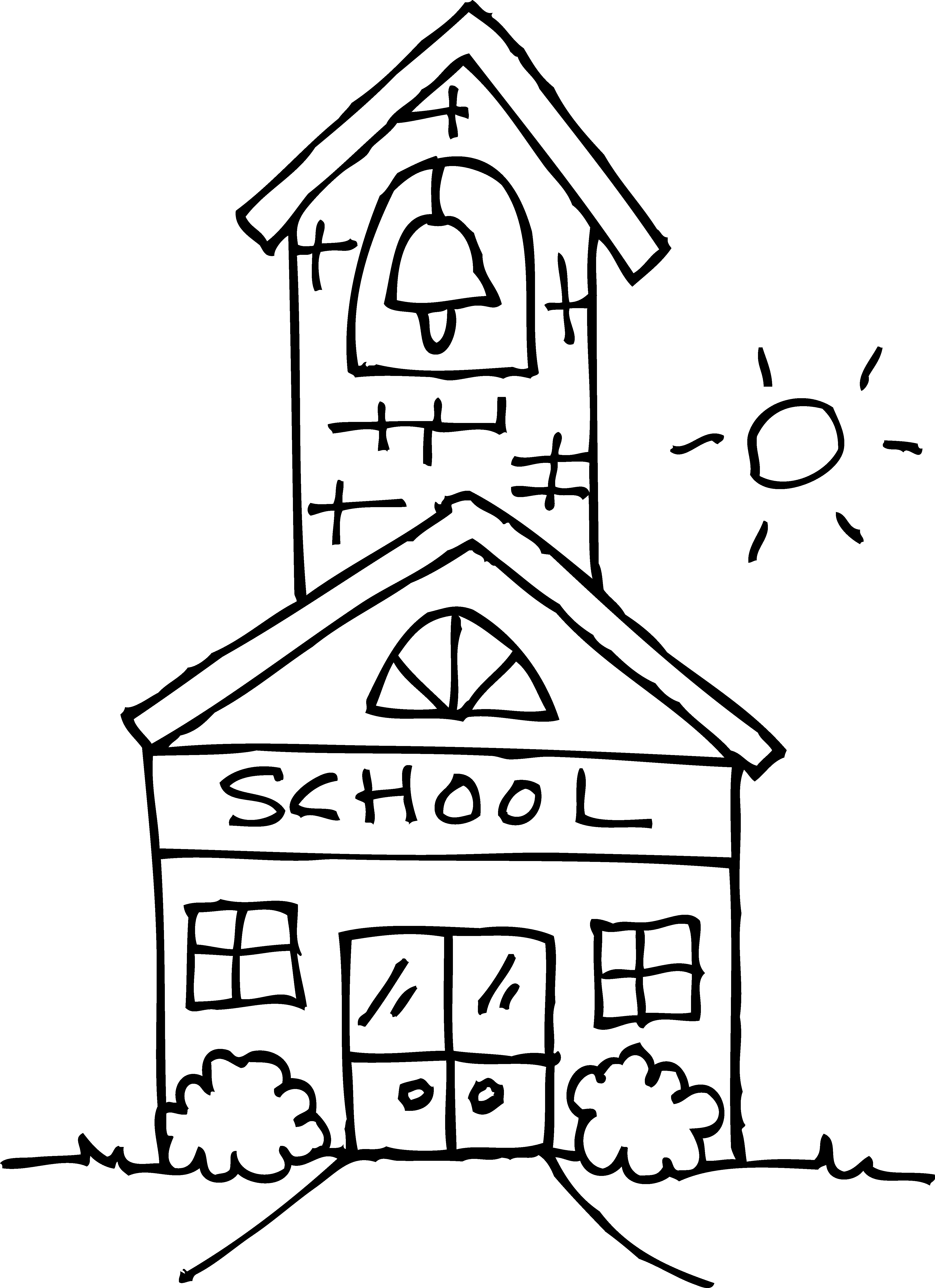 Schoolhouse With Bell Coloring Page