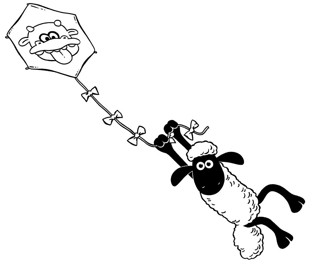 Shaun The Sheep Kite Coloring Pages