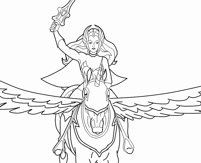She Ra And Swift Wind Coloring Page