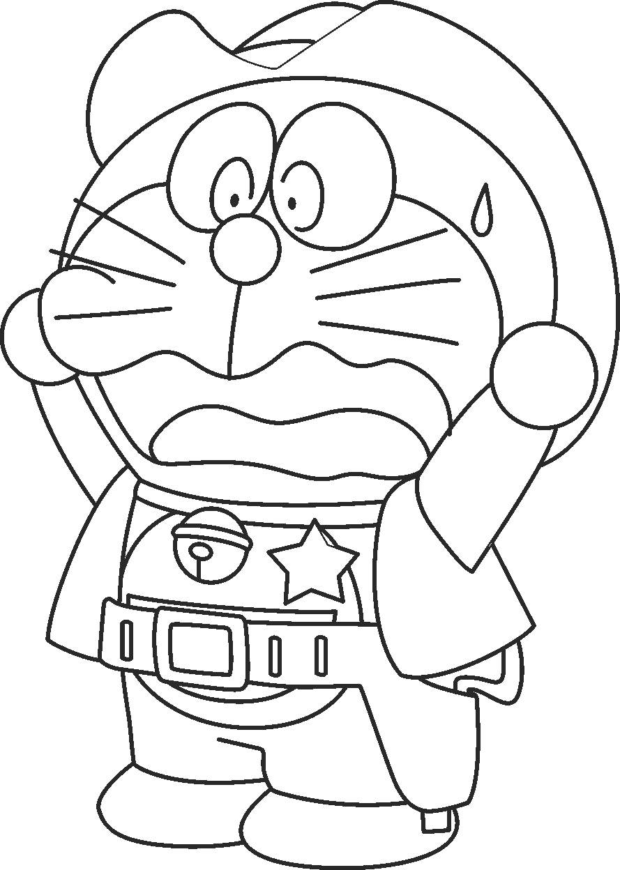 Sheriff Doraemon Coloring Page