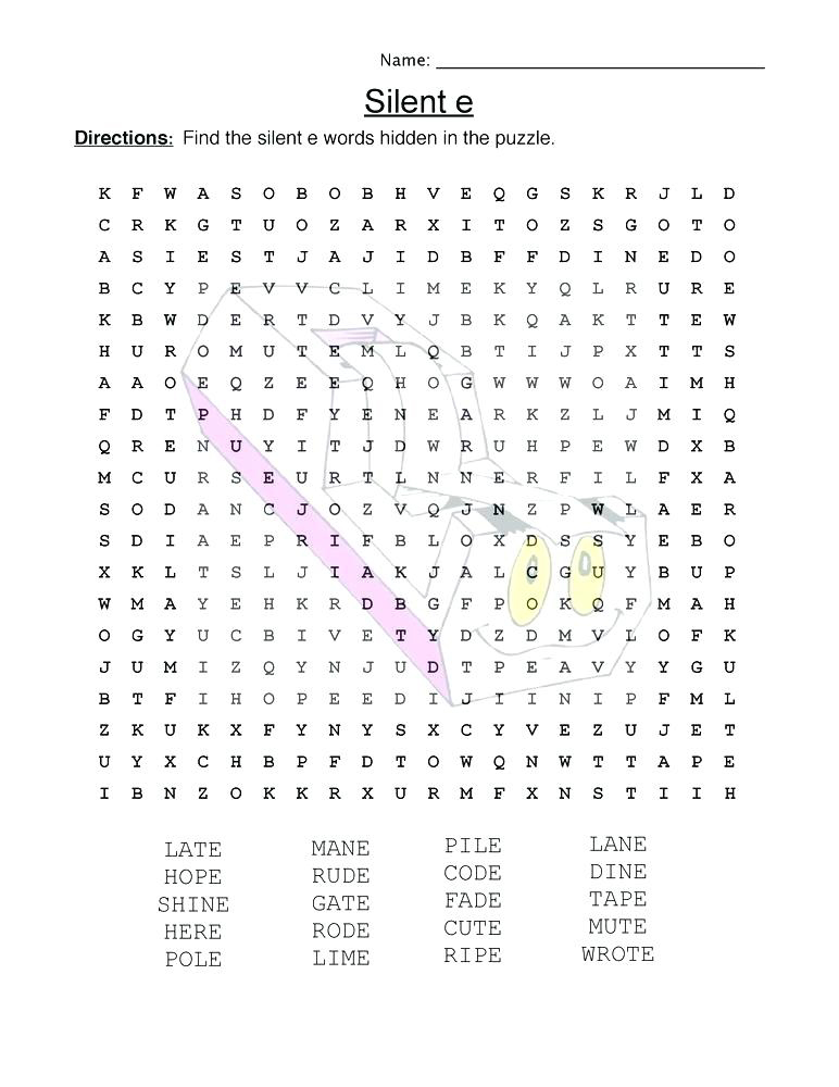 Silent E - Third Grade Word Search